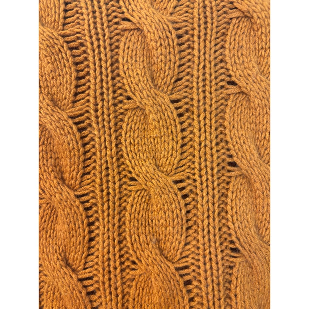 Banana Republic Mustard Orange Cable Knit Cashmere Wool Blend SS Sweater M Chic - Picture 4 of 9